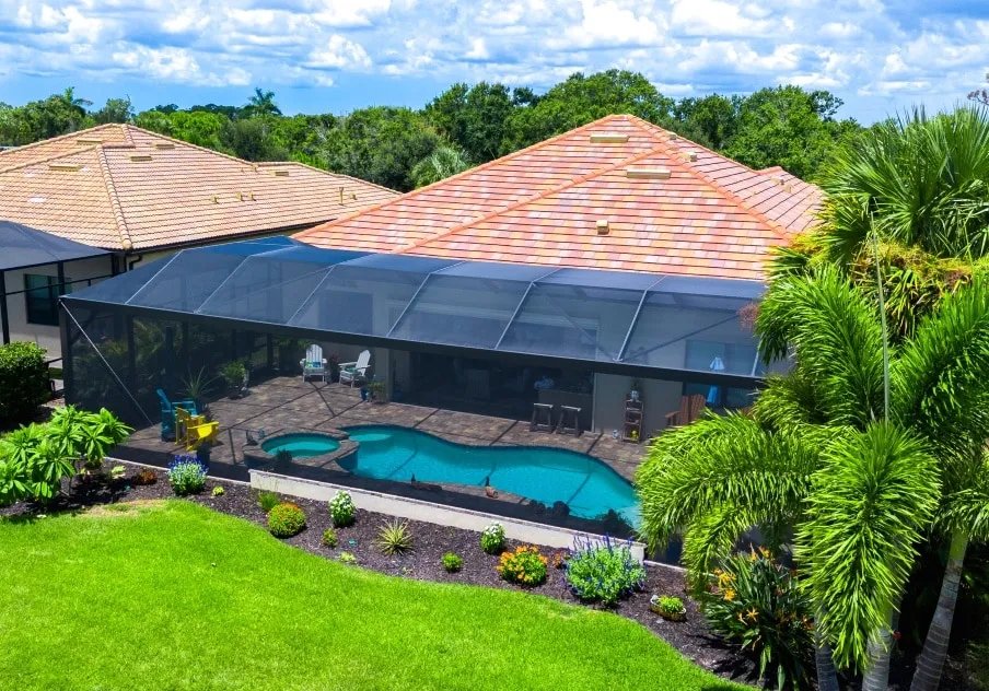 Clear View pool cage enclosure on a Florida home