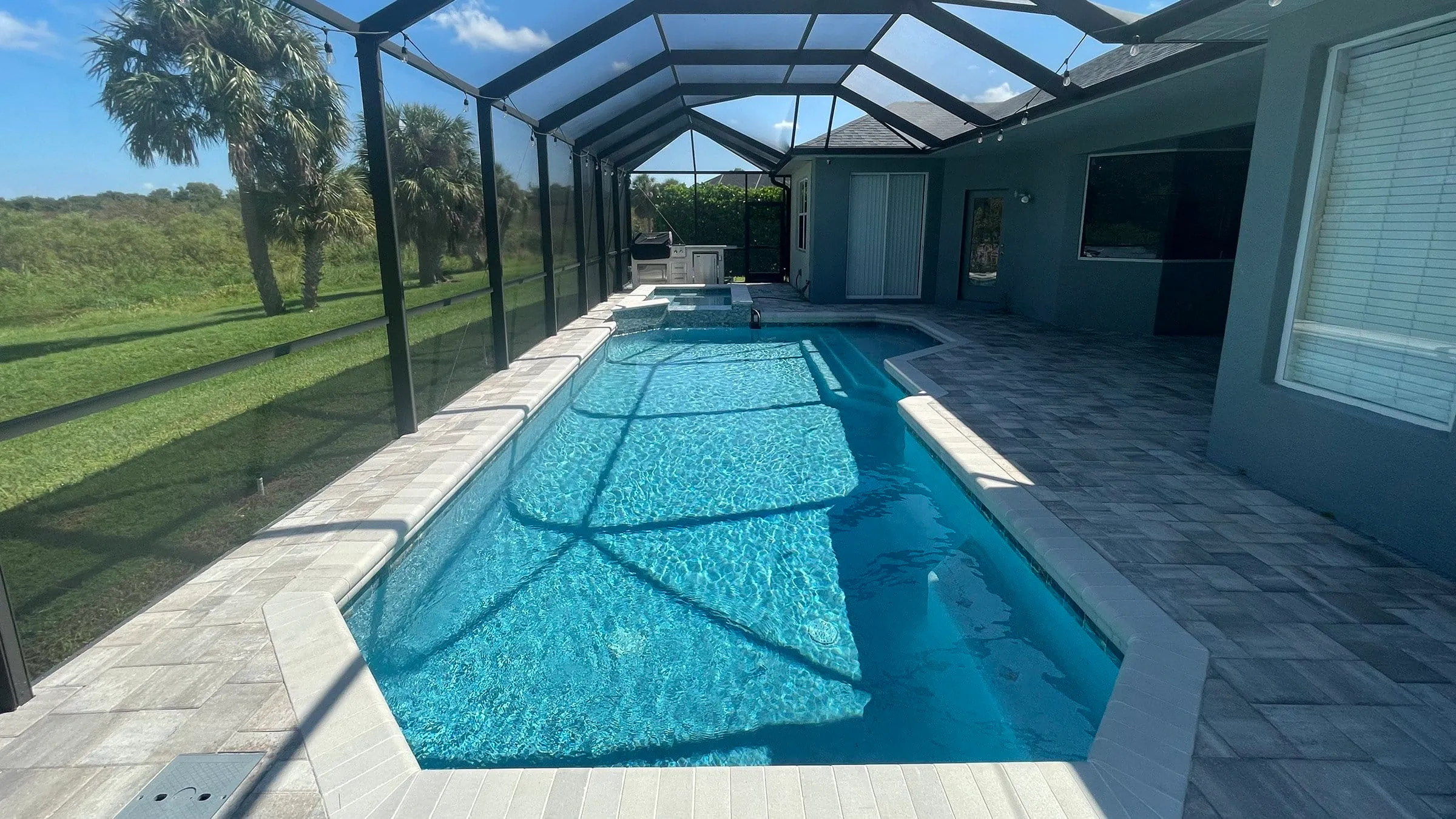 Newly built swimming pool and deck