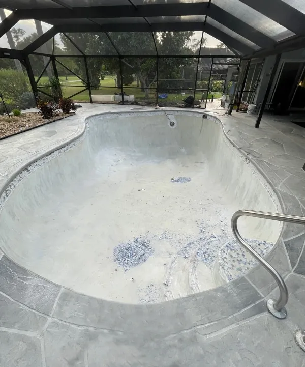 Pool resurfacing in progress